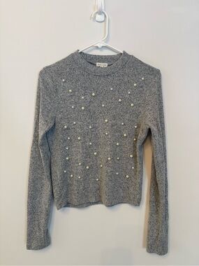 Heart Hips Grey Pearl-Embellished Knit Top